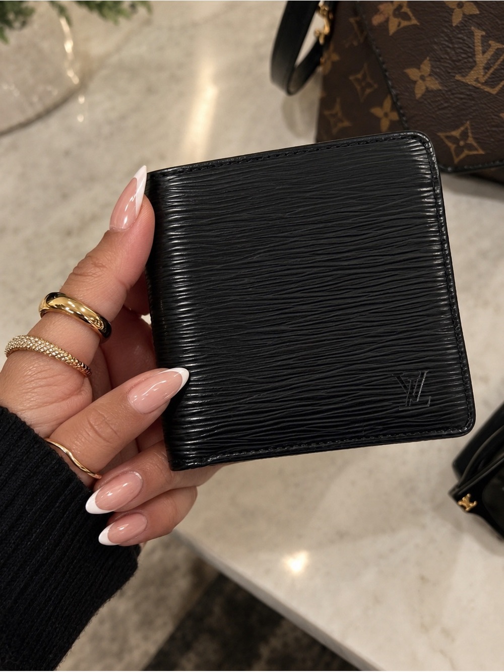 Louis Vuitton Black Vintage Leather EPI Bifold Wallet